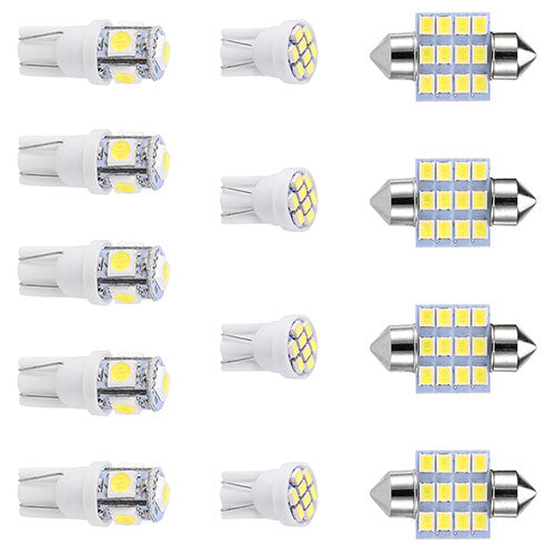 13Pcs T10 31mm Festoon LED Light Bulb Interior Dome Map LED Lights License Plate Trunk Side Positioning Lights 6000K White