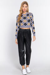 Argyle Jacquard Crop Sweater