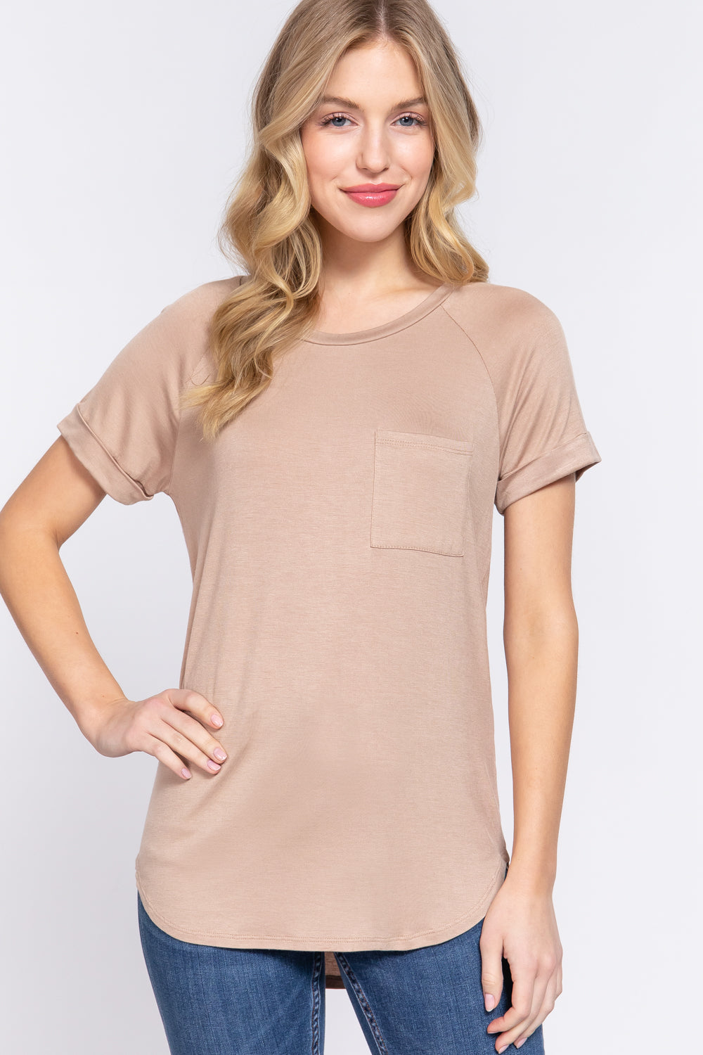 Short Raglan Slv Rayon Jersey Top