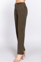 Straight Fit Twill Long Pants