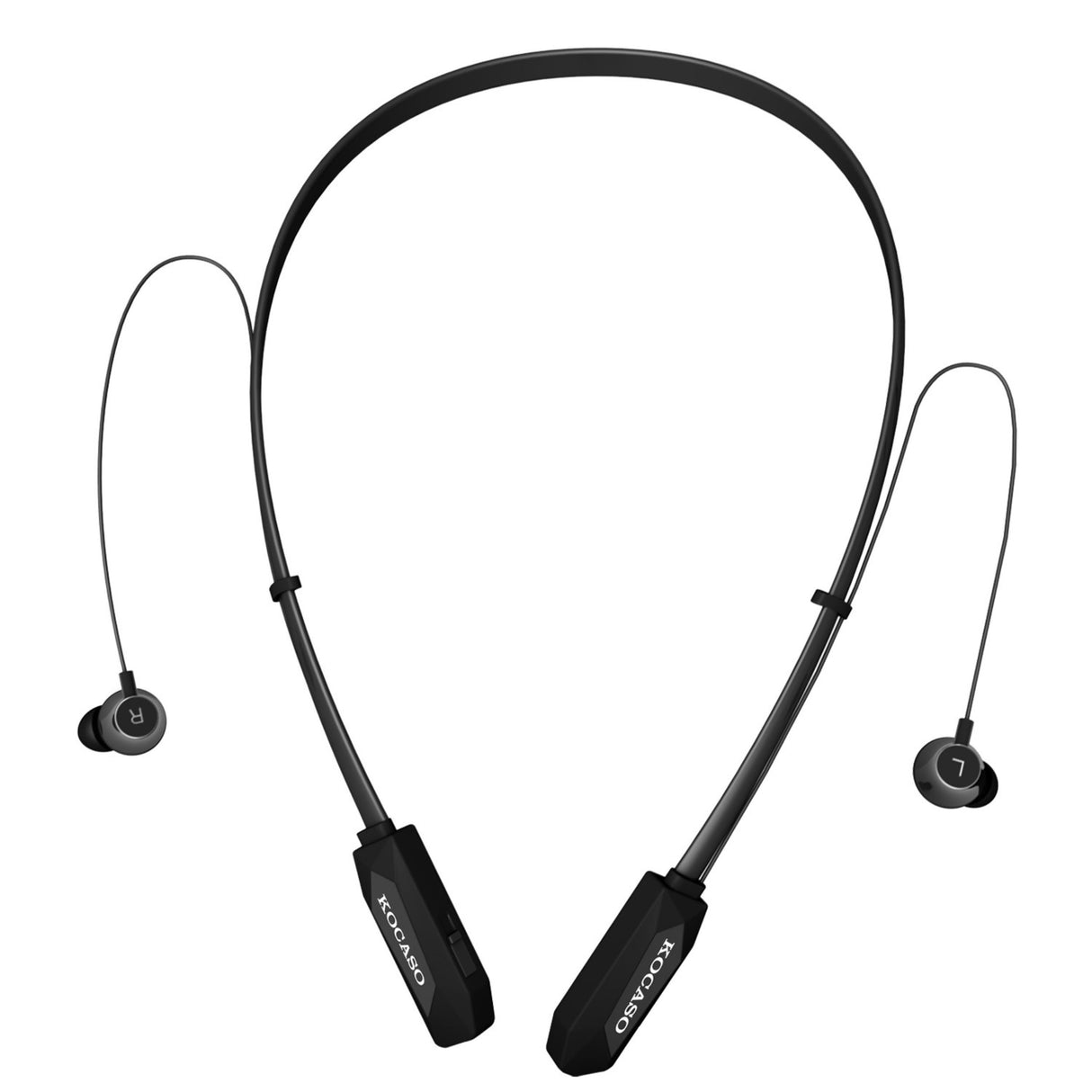 15Hrs Wireless Neckband Headphones - Sweat-proof Sport Earbuds with Deep Bass, Mic - In-Ear Magnetic Neckbands - Black