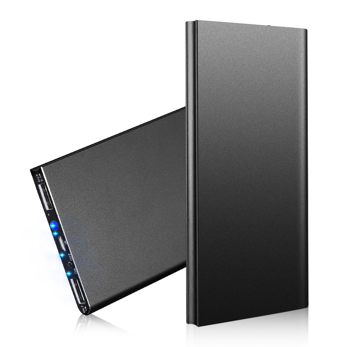 20K mAh Ultra-thin Power Bank: Dual USB, Phone Charger - Black