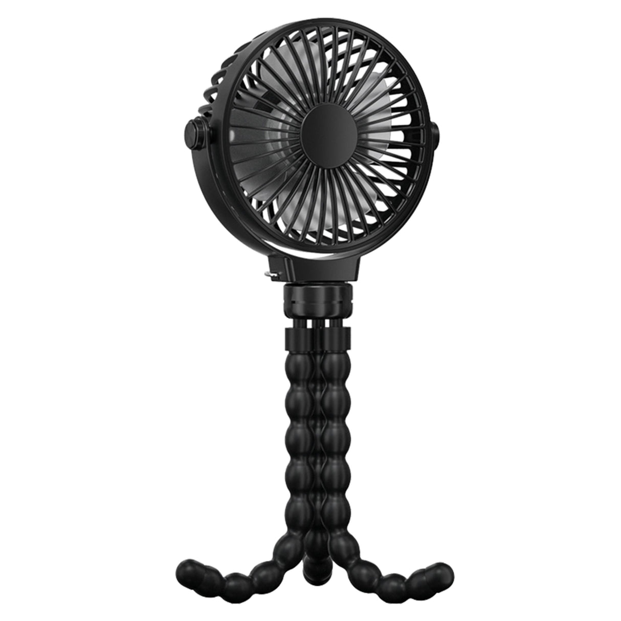 Portable Baby Stroller Fan - Rechargeable Handheld Fan with Flexible Tripod - 3 Speeds - 360° Tilt Head - Black