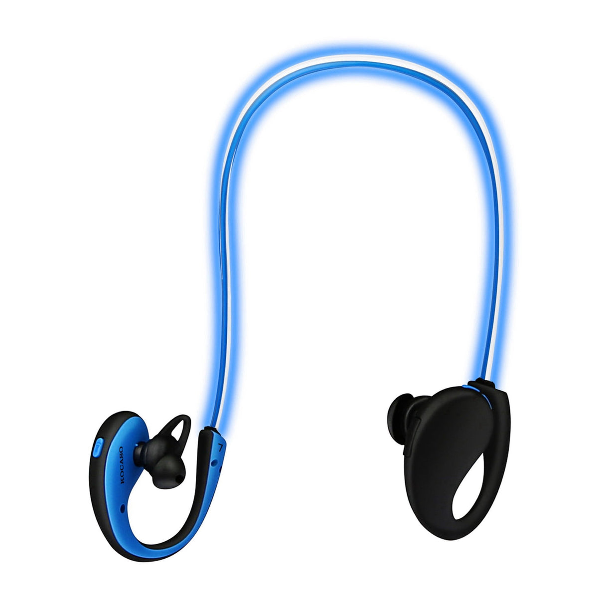 Wireless Neckband Earphones V4.1 HD Stereo Sweat-proof Headphones with LED Light Mic - 8Hrs Work, Running - 1 Pack - Blue