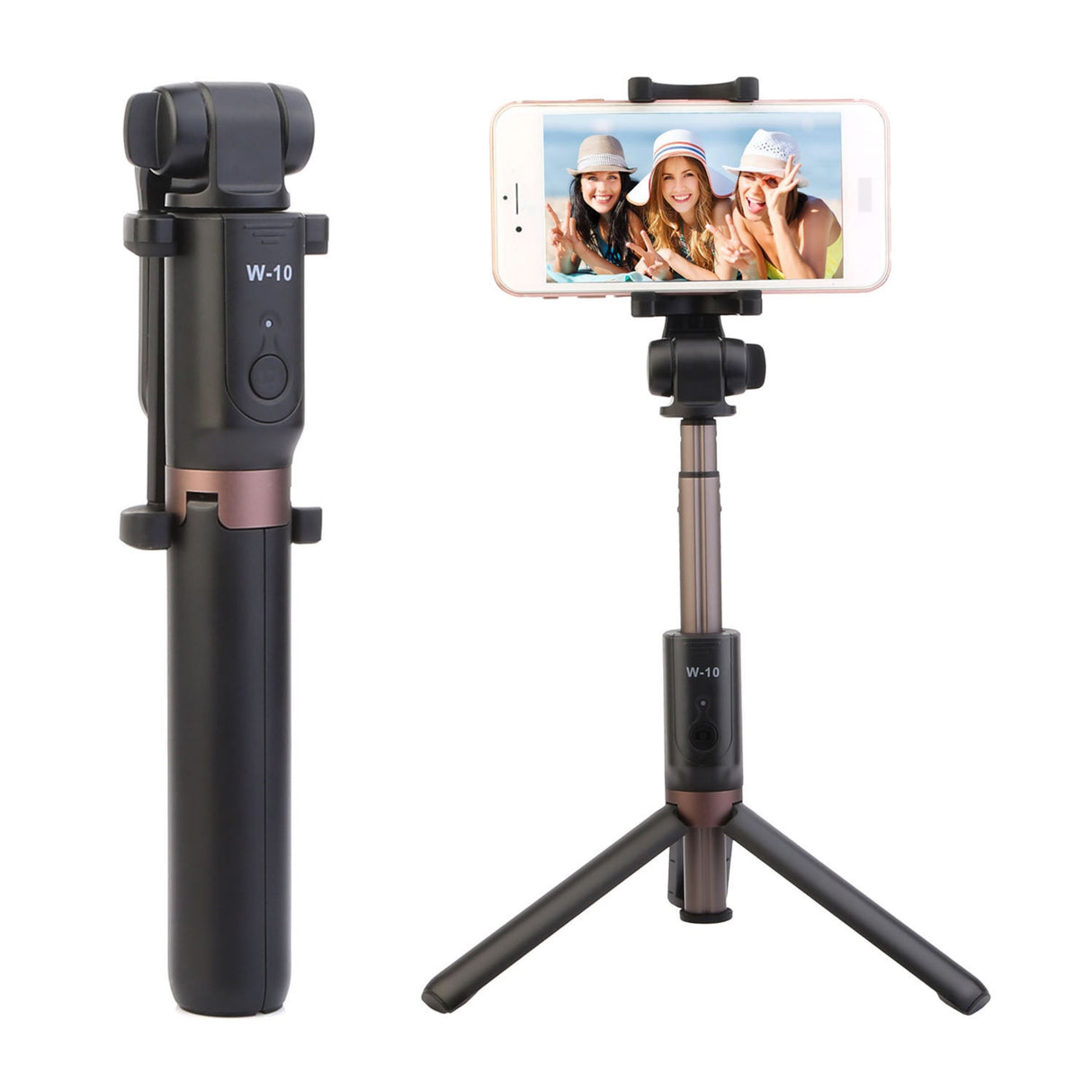 Wireless Selfie Stick Tripod w/Remote Shutter for iPhone XS/XR/Max/Galaxy S10/S9 - Extendable, Detachable, Rechargeable. - Black