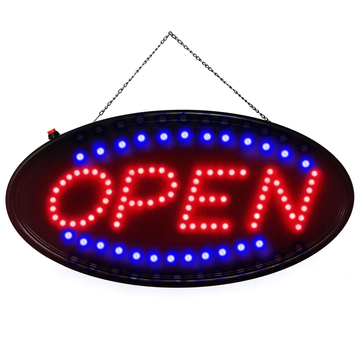 Ultra Bright LED Neon Open Sign Flash/Normal Lighting 2-in-1 Business Sign - Black