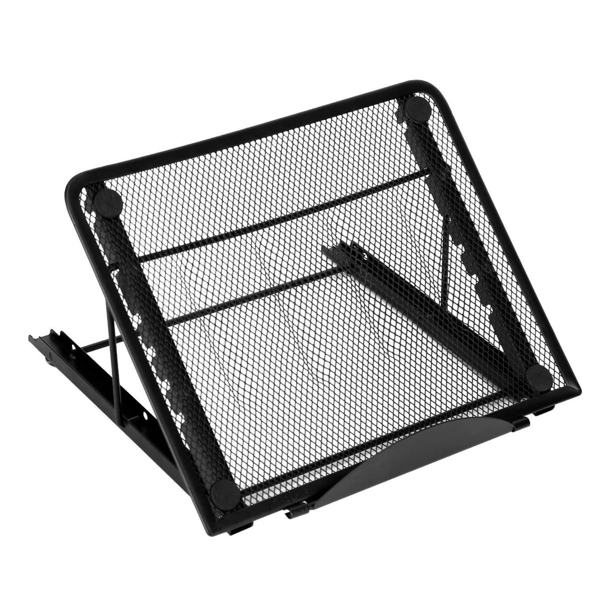 Foldable Laptop Stand - Adjustable Angle, Portable & Ventilated - Hold Tablets, PCs, Phones - Riser & Tray - Black