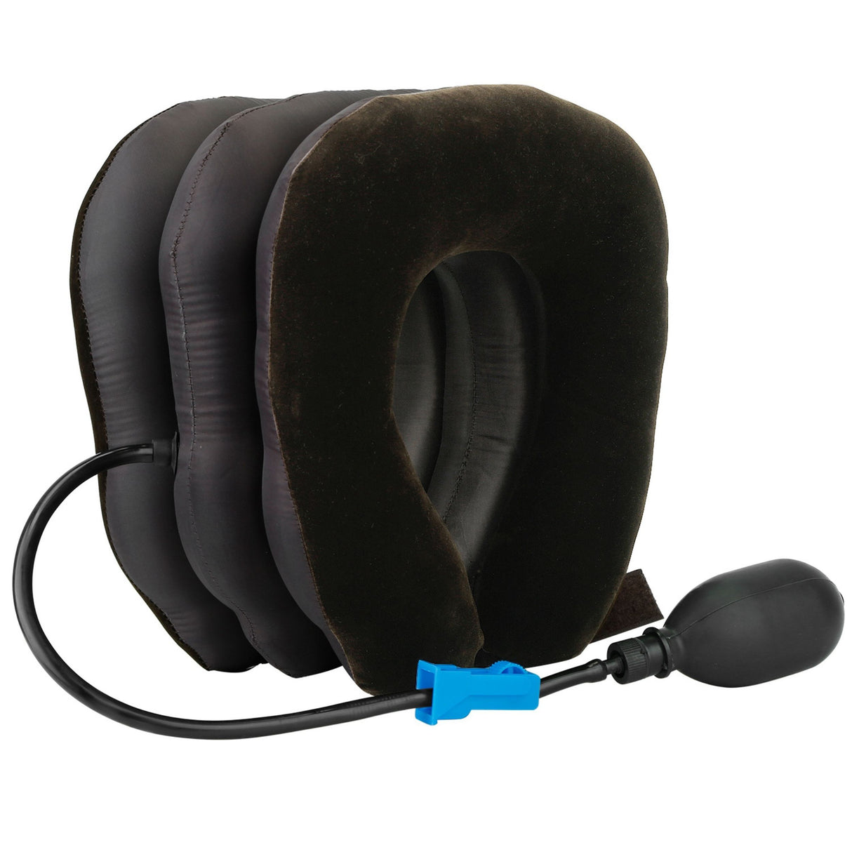 Inflatable Neck Traction Pillow - Travel Support for Neck, Shoulder & Spine Alignment - Black