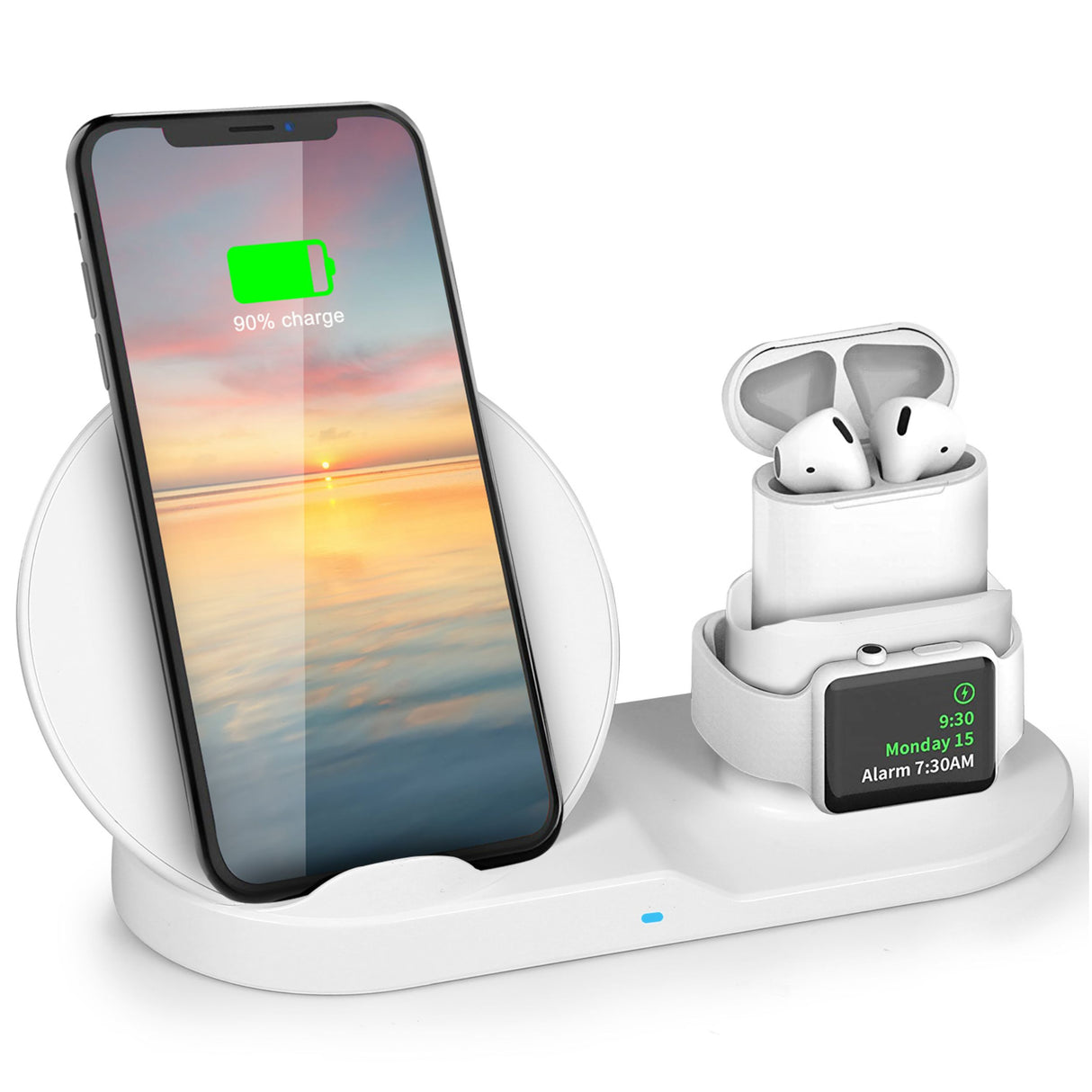 10W Fast Wireless Charger for iPhone, iWatch, AirPods - Fits iPhone 11/11Pro/XS/XR/MAX/X/8 Plus/8, Samsung Galax - White