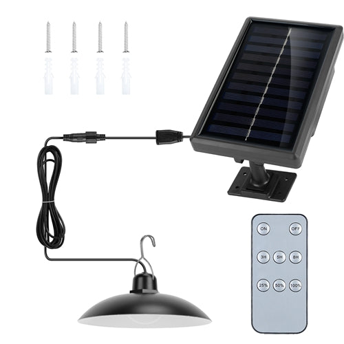 Solar Shed Lights Dimmable Timing Auto Off Sensor Hanging Lamp IP65 Waterproof Remote Control Pendant Light For Garden Patio Balcony with 9.84FT Wire - White