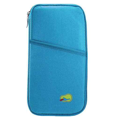 Travel Passport Wallet 12Cells Ticket ID Credit Card Holder Water Repellent Documents Phone Organizer Zipper Case Business Trip Daily Use - Blue