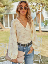 V-Neck Long Sleeve Blouse