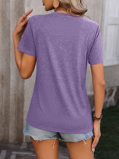 Heathered Round Neck Short Sleeve T-Shirt