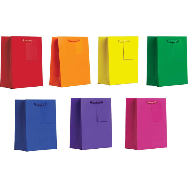 All Occasion Bright Rainbow Small Solid Paper Gift Bags (7 Pack) by Present Paper - Vysn