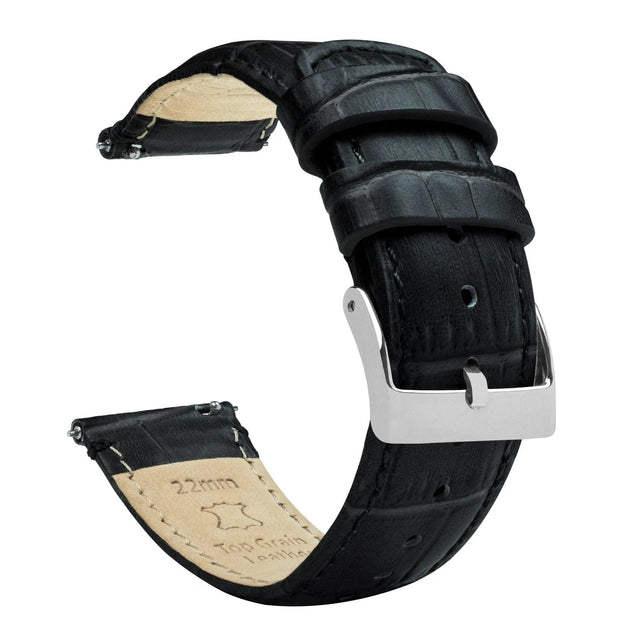 Amazfit Bip | Black Alligator Grain Leather by Barton Watch Bands - Vysn