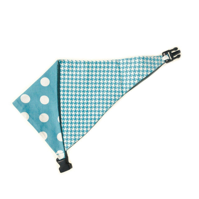 Baby Blue Houndstooth Reversible Dog Bandana by Uptown Pups - Vysn