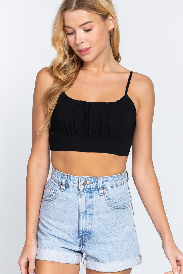 Back Ribbon Tie Cami Crop Top - VYSN