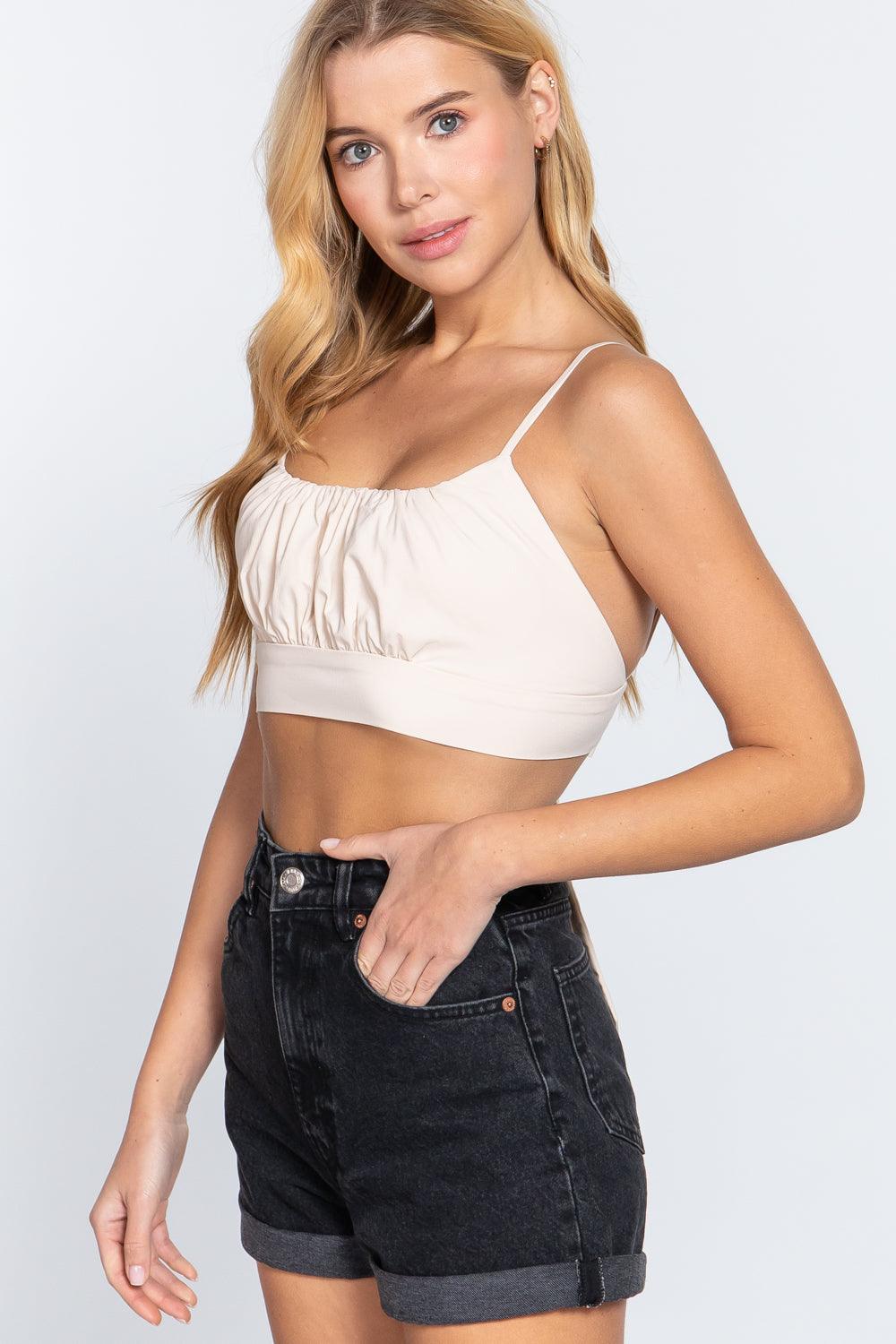 Back Ribbon Tie Cami Crop Top - VYSN