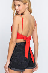 Back Ribbon Tie Cami Crop Top - VYSN