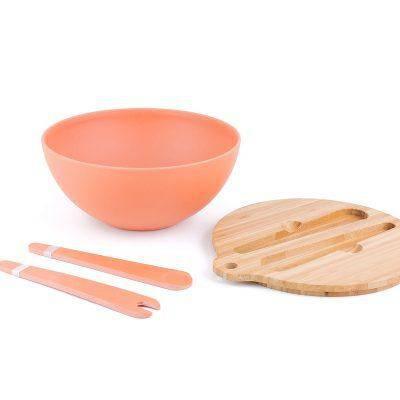 BAMBOO FIBER SALAD BOWL & PREP LID w/ UTENSILS by Peterson Housewares & Artwares - Vysn