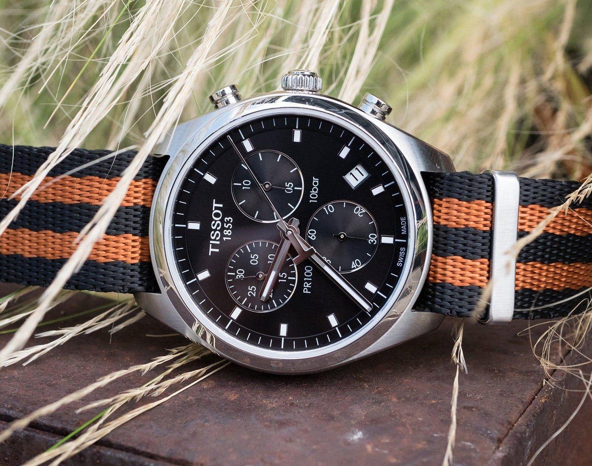 Black & Burnt Orange | Elite Nylon NATO® Style by Barton Watch Bands - Vysn