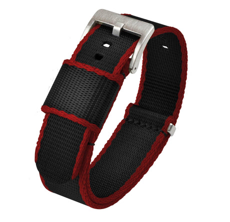 Black - Crimson Red Edges | Elite Nylon NATO® Style by Barton Watch Bands - Vysn