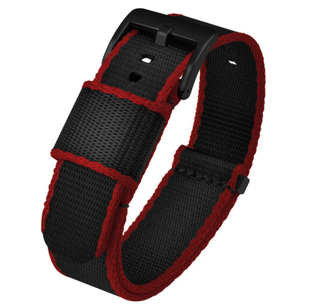 Black - Crimson Red Edges | Elite Nylon NATO® Style by Barton Watch Bands - Vysn