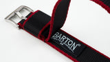 Black - Crimson Red Edges | Elite Nylon NATO® Style by Barton Watch Bands - Vysn