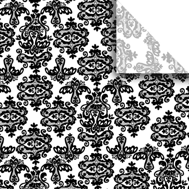 Black Damask 20" x 30" Floral Gift Tissue Paper by Present Paper - Vysn