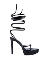 Bondage High Heel Lace Up Sandals by Blak Wardrob - Vysn