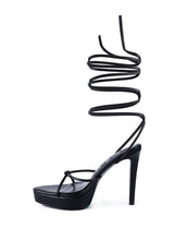 Bondage High Heel Lace Up Sandals by Blak Wardrob - Vysn