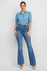 Button-down Denim Shirt Top - VYSN