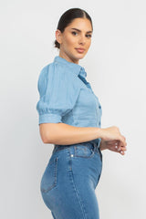 Button-down Denim Shirt Top - VYSN