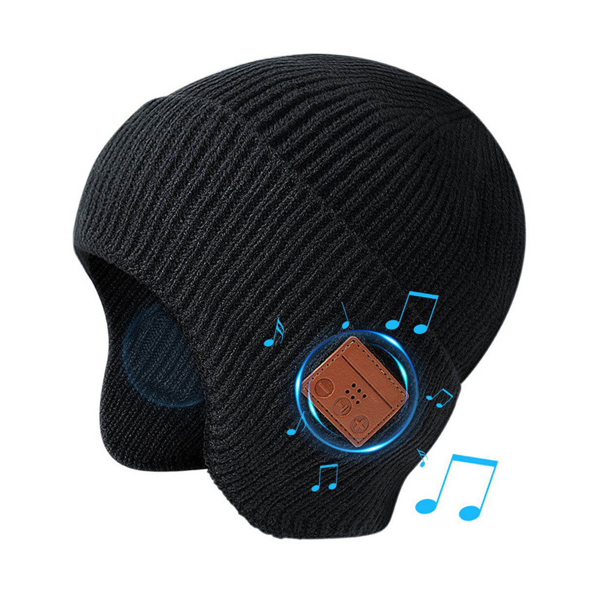 Wireless V5.0 Beanie Hat with Headphones Winter Stylish USB Rechargeable Music Beanie Headset Gift for Music Lovers Men Women Machine Washable - Black