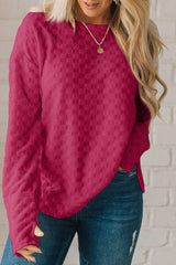 Checkered Round Neck Long Sleeve T-Shirt