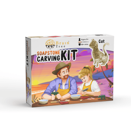 Cat Soapstone Carving Kit: Safe and Fun DIY Craft for Kids and Adults by Brain Tree Games - Jigsaw Puzzles - Vysn