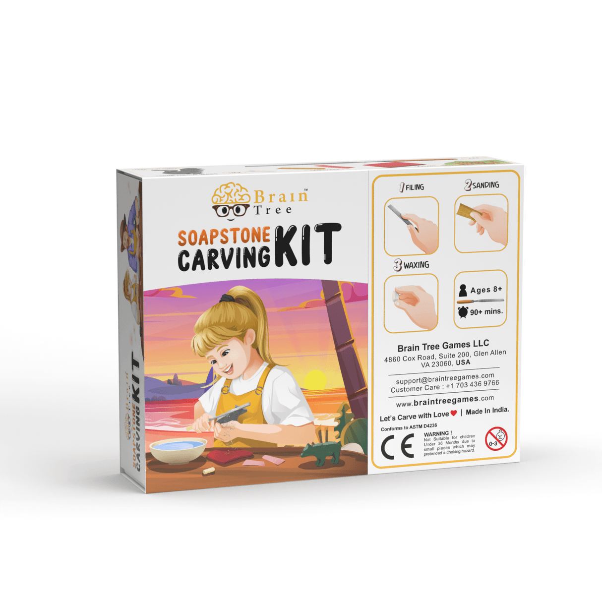 Cat Soapstone Carving Kit: Safe and Fun DIY Craft for Kids and Adults by Brain Tree Games - Jigsaw Puzzles - Vysn