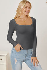 Square Neck Long Sleeve T-Shirt