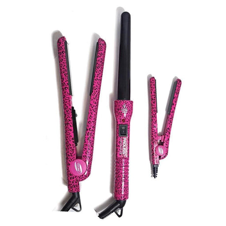 The Essentials Full Styling Set - 100% Solid Ceramic 1.25" Flat Iron, 0.5" Mini Flat Iron, & Curling Wand - Vysn