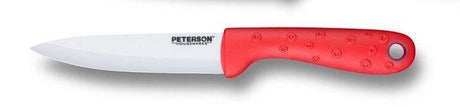 CERAMIC KNIFE: Red soft touch handle; White Ceramic Blade ... 4" Blade by Peterson Housewares & Artwares - Vysn