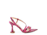 Cherry Tart Snake Print Spool Heel Sandals by Blak Wardrob - Vysn