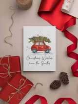 Christmas Wishes Tree Car From Surname Seasonal Hammered Card & Envelope by WinsterCreations™ Official Store - Vysn