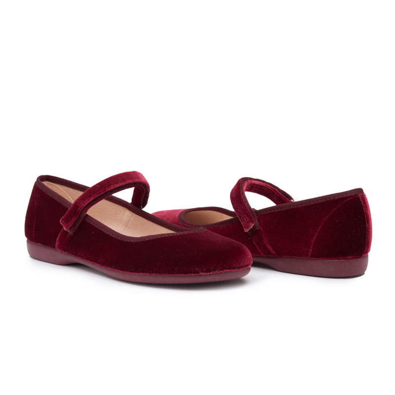 Classic Velvet Mary Janes in Burgundy by childrenchic - Vysn