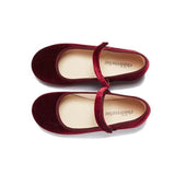 Classic Velvet Mary Janes in Burgundy by childrenchic - Vysn