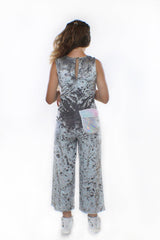 COCO With Pocketwist™ – Silver Crushed velvet Jumpsuit by Stardust - Vysn