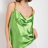Cowl neck satin camisole with chain strap - Vysn
