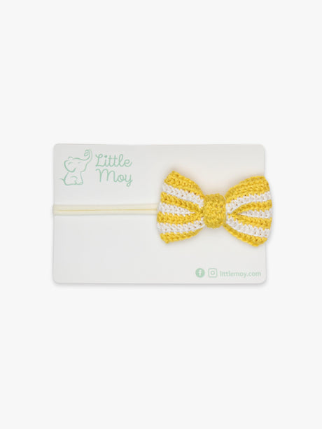 Crochet Bow Headband - Yellow Stripes by Little Moy - Vysn