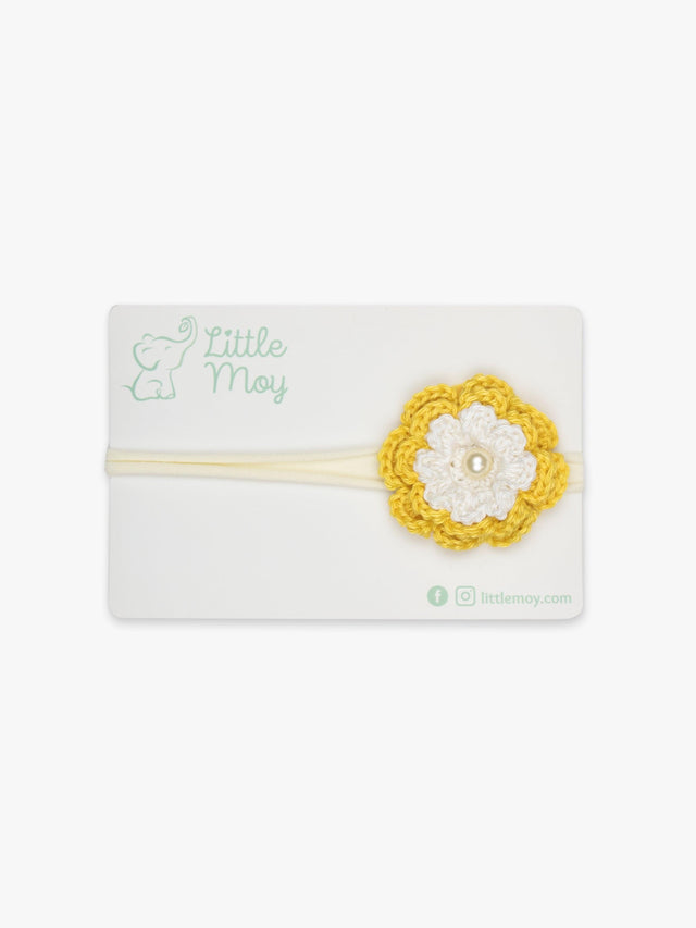 Crochet Flower Headband - Yellow & White by Little Moy - Vysn