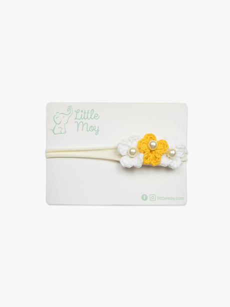 Crochet Flowers Headband - Yellow & White by Little Moy - Vysn