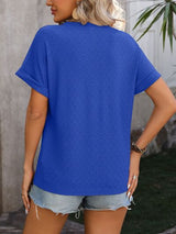 Eyelet Notched Short Sleeve T-Shirt